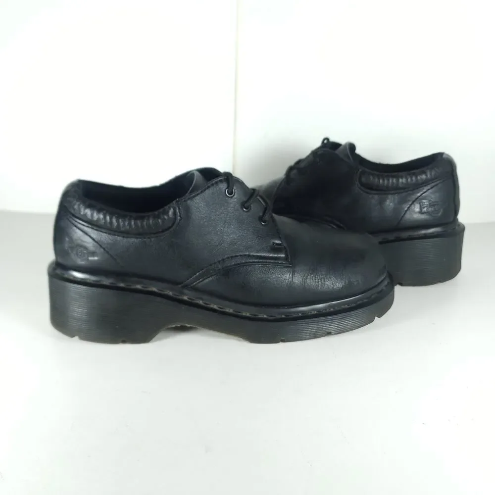 Dr. Martens Francesca Women's US8 UK6 Leather Chunky Heel Black Derby Oxford